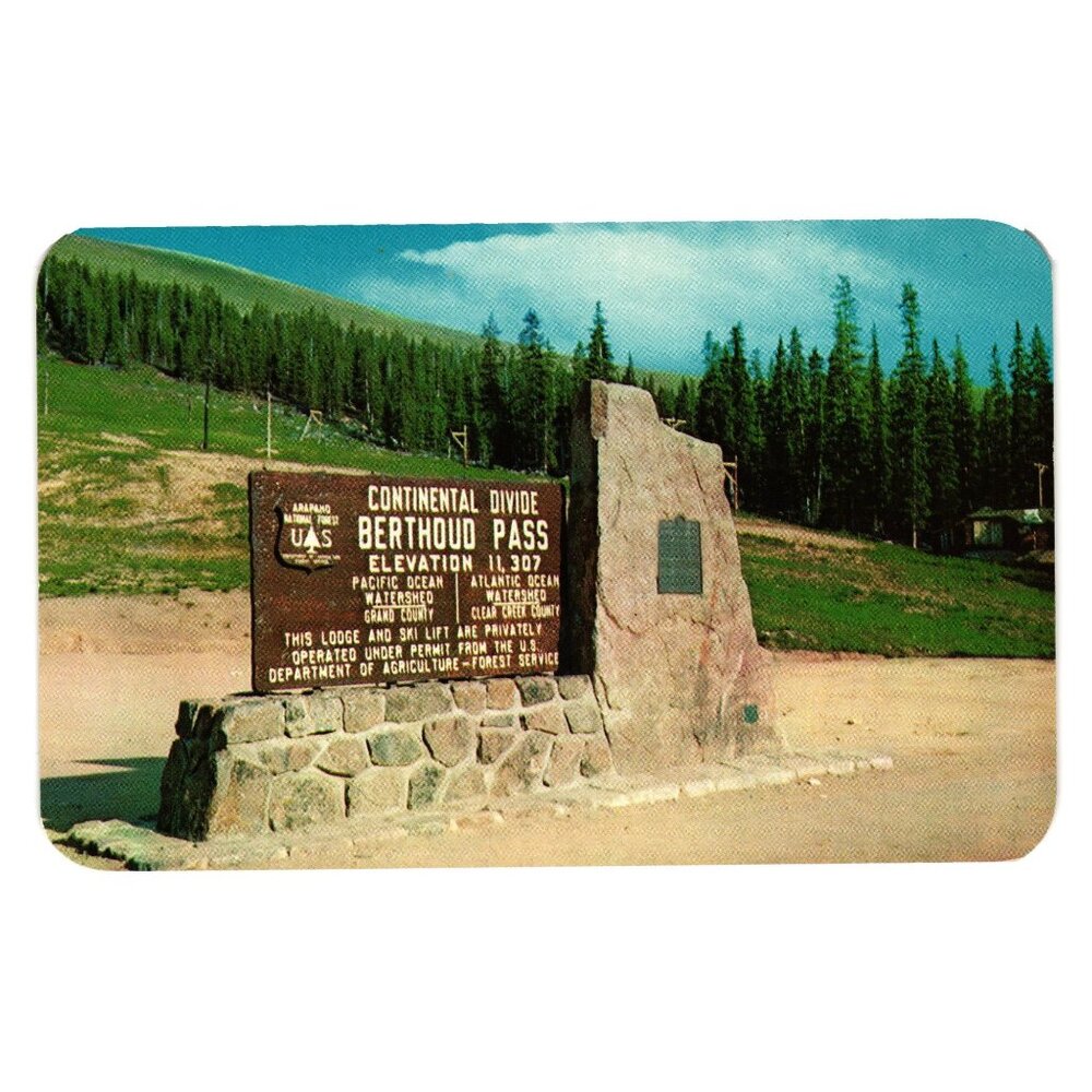Vintage Berthoud Pass Colorado Postcard Continental Divide Elev 11307 Ft Forest